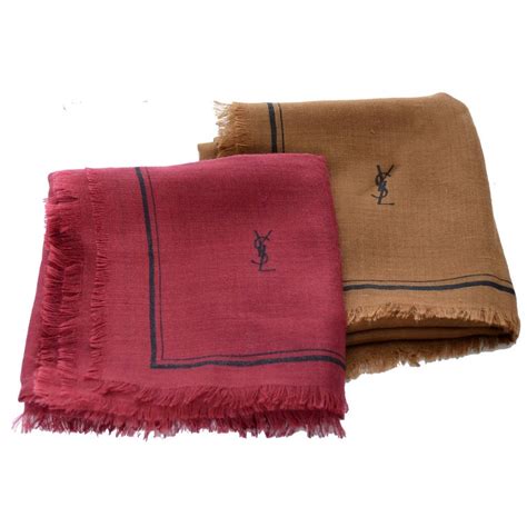 ysl white logo scarf|yves saint laurent cashmere scarf.